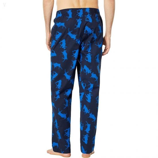 L.L.Bean Comfort Stretch Woven Sleep Pants Regular Classic Navy Moose ID-vY7DiHBb