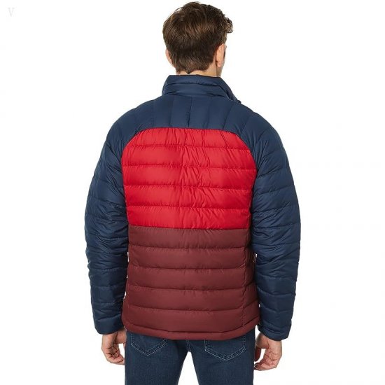 L.L.Bean Down Jacket Color-Block Burgundy/Nautical Navy ID-XjEP1Hs6