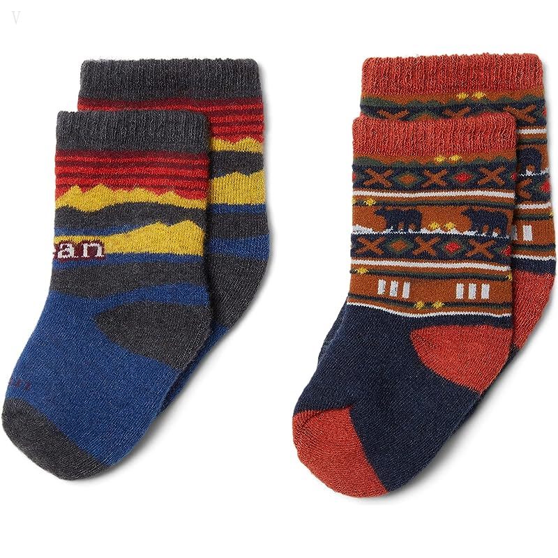 L.L.Bean Katahdin Socks 2-Pack (Infant/Toddler) Ocean Blue/Adobe ID-0ltymhGR