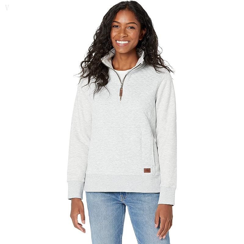 L.L.Bean Petite Quilted Sweatshirt 1/4 Zip Pullover Long Sleeve Light Gray Heather ID-1dxSO763