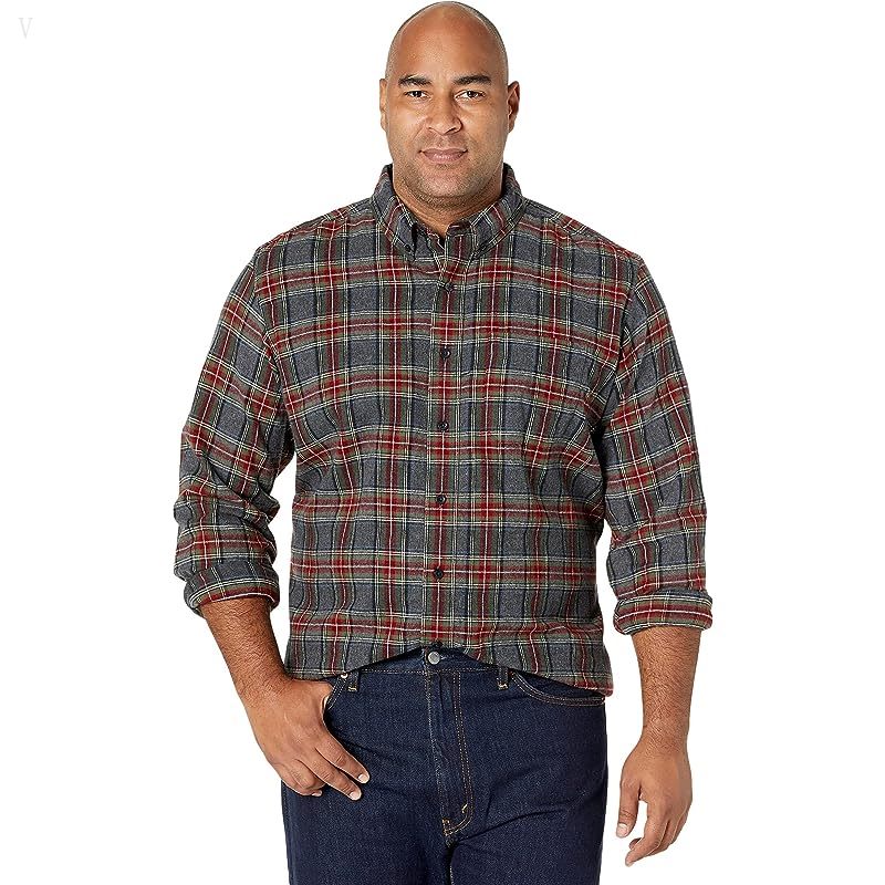 L.L.Bean Scotch Plaid Flannel Traditional Fit Shirt - Tall Grey Stewart ID-1ooVSLCA