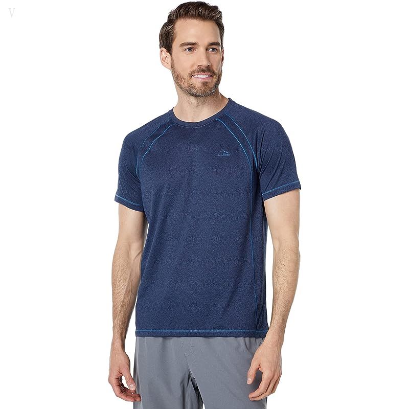 L.L.Bean Quick Dry Trail Tee Short Sleeve Carbon Navy ID-4QZI5AYt