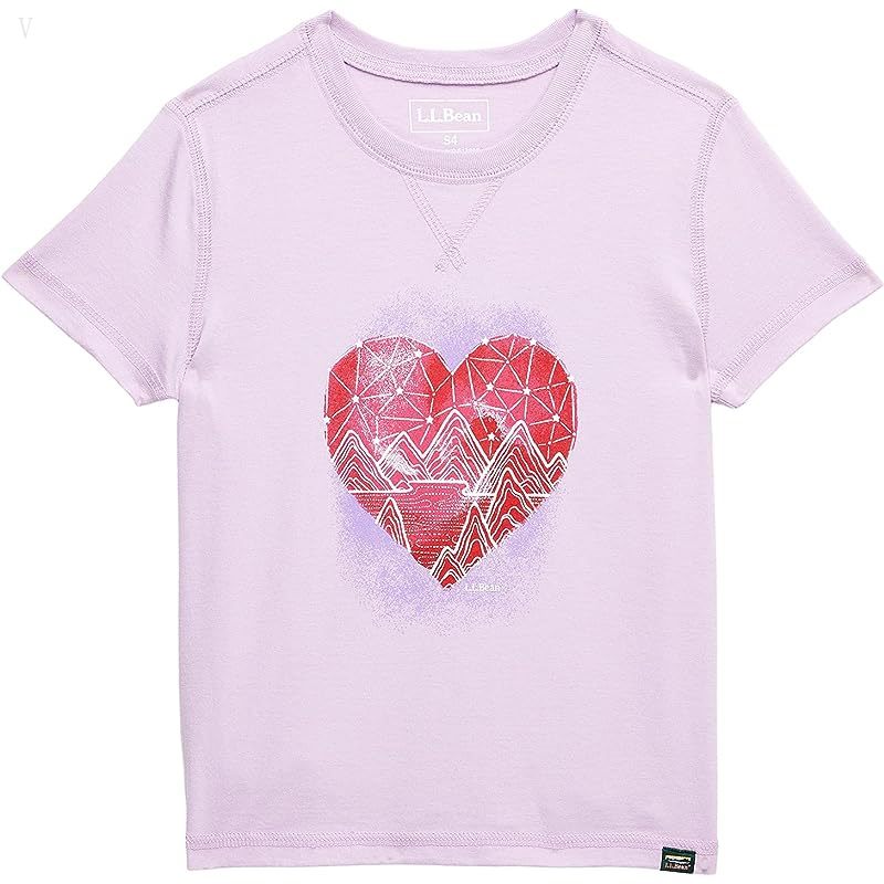 L.L.Bean Organic Short Sleeve Tee (Little Kids) Purple Clover Heart ID-4kG1SLhW