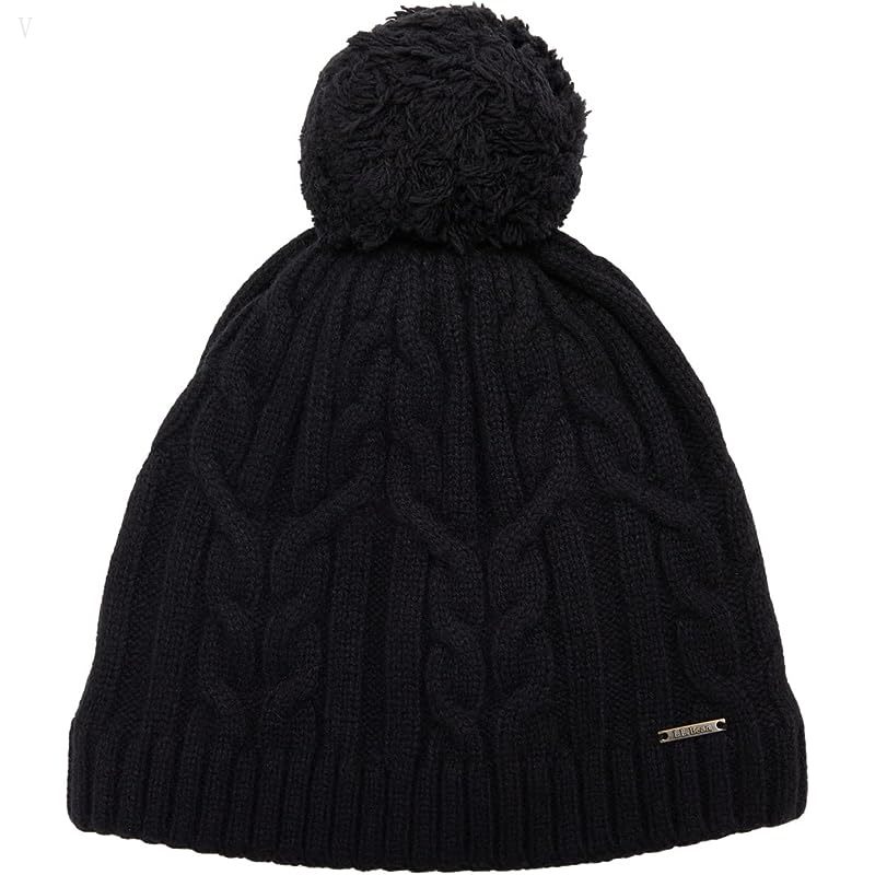 L.L.Bean Heritage Wool Windproof Pom Hat Black ID-52UcLABY