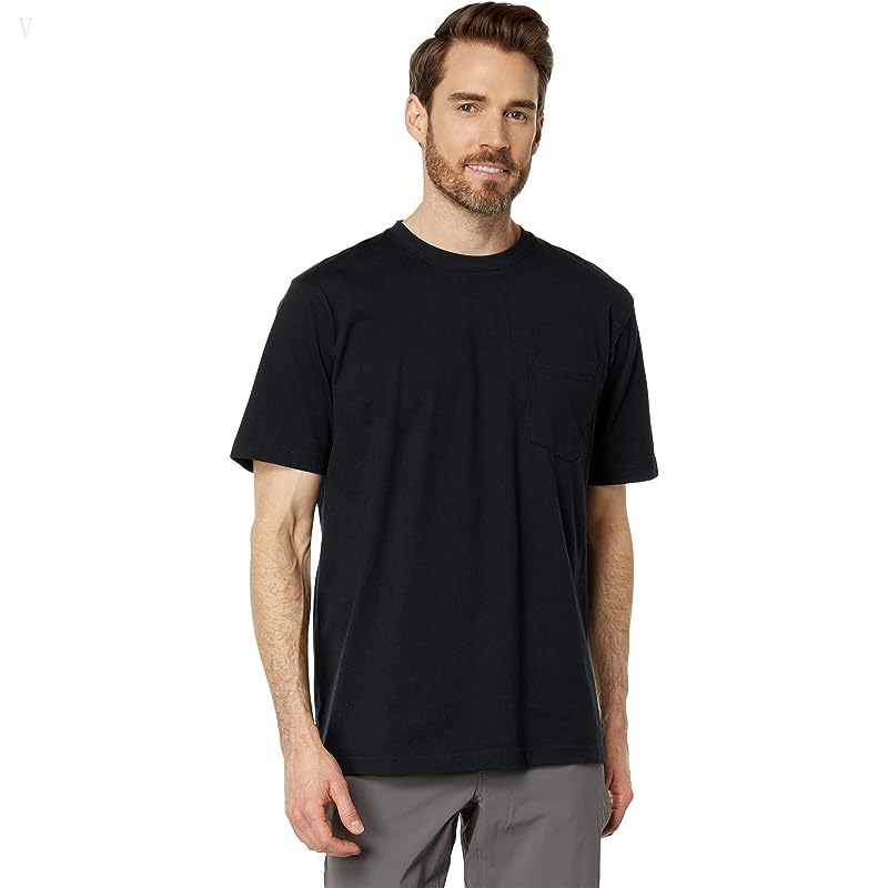 L.L.Bean Carefree Unshrinkable Tee with Pocket Short Sleeve Black ID-5QBAQ5Um