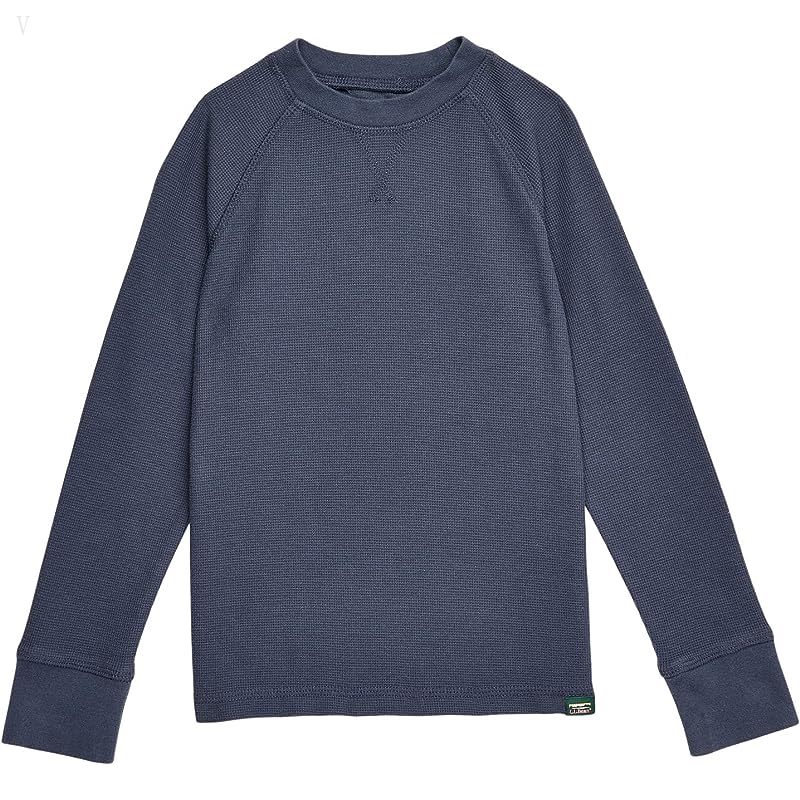 L.L.Bean Unshrinkable Mini Waffle Long Sleeve (Little Kids) Carbon Navy ID-5SHc4oR3