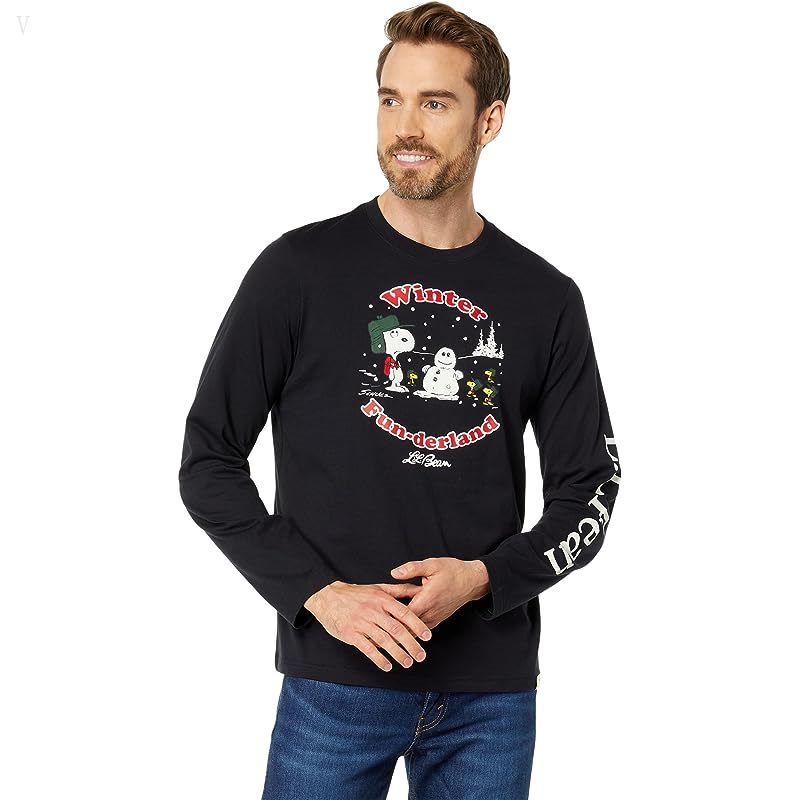 L.L.Bean L.L.Bean x Peanuts Long Sleeve T-Shirt Winter Fun Ink Black ID-63HEK0e2