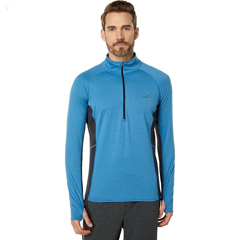 L.L.Bean Midweight Base Layer 1/4 Zip Marine Blue ID-6HwvdTKP