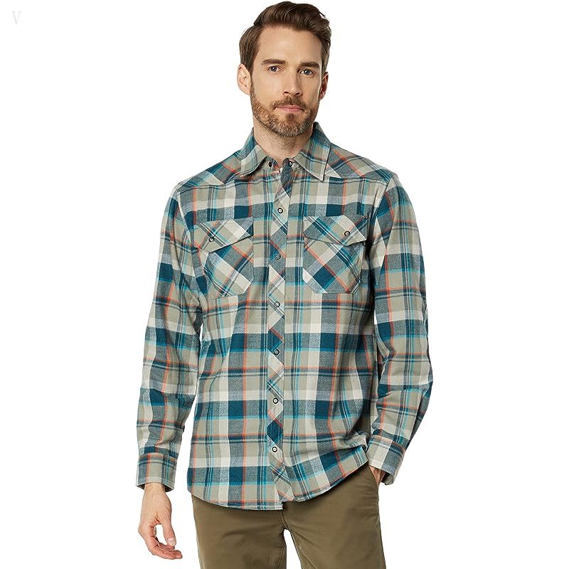 L.L.Bean Katahdin Performance Flannel Shirt Plaid Eucalyplus/Deep Admiral Blue ID-6Zcqu0CF