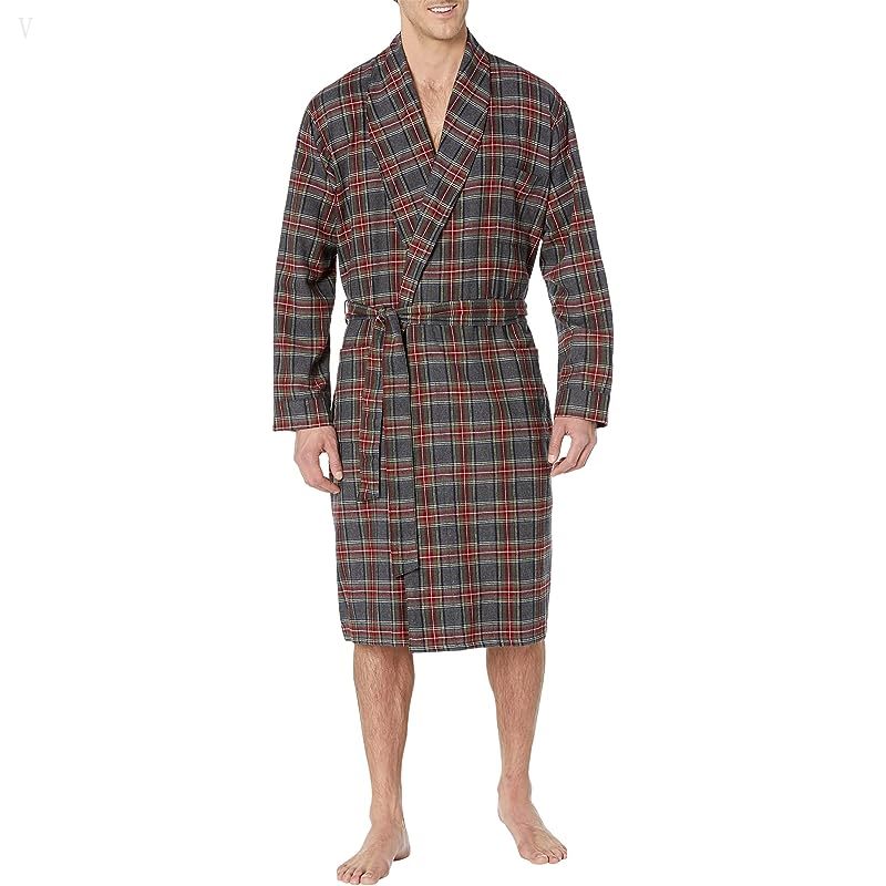L.L.Bean Scotch Plaid Flannel Robe - Tall Grey Stewart ID-79pIOpLk