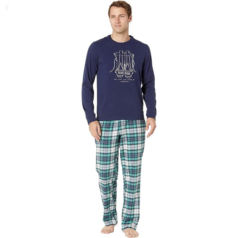 L.L.Bean Camp Pajamas Set Regular Bright Navy ID-7QzotDSM
