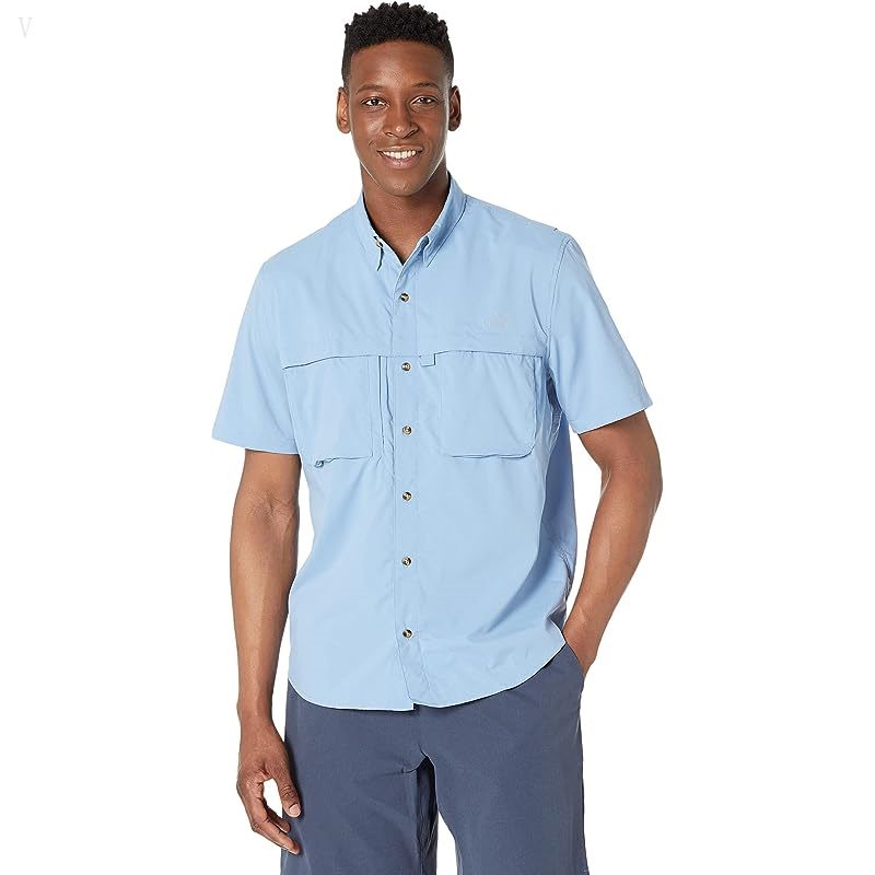 L.L.Bean Tropicwear Shirt Short Sleeve Soft Blue ID-7hG78TbO