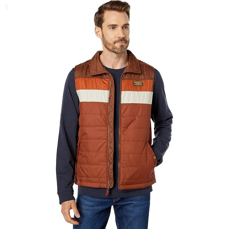 L.L.Bean Mountain Classic Puffer Vest Color-Block Dark Russet/Dark Barley ID-7pBg7dMi