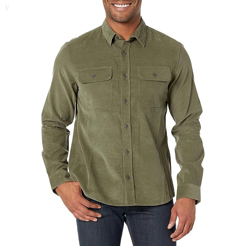 L.L.Bean Signature Microwale Corduroy Shirt Regular Dusty Olive ID-8bECC6lR
