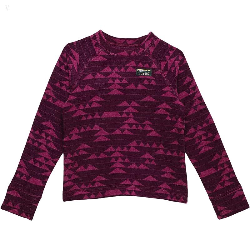 L.L.Bean Fitness Fleece Long Sleeve Tee Print (Little Kids) Plum Grape/Mountain Print ID-9lVp0TDt