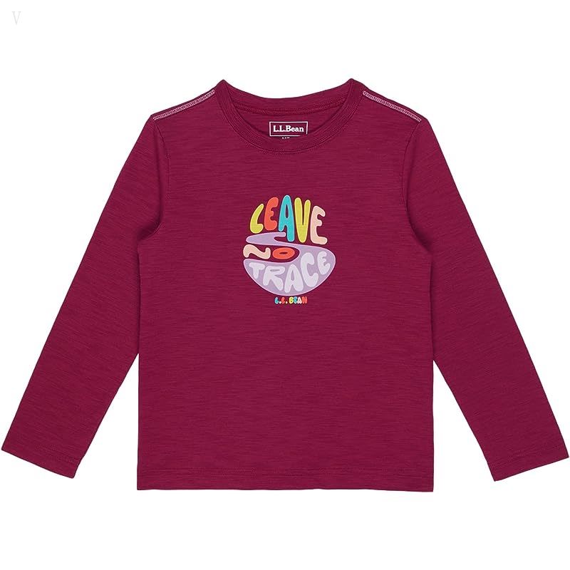 L.L.Bean Graphic Tee Glow in the Dark Long Sleeve (Big Kids) Plum Berry Leave No Trace ID-CFtzl63n