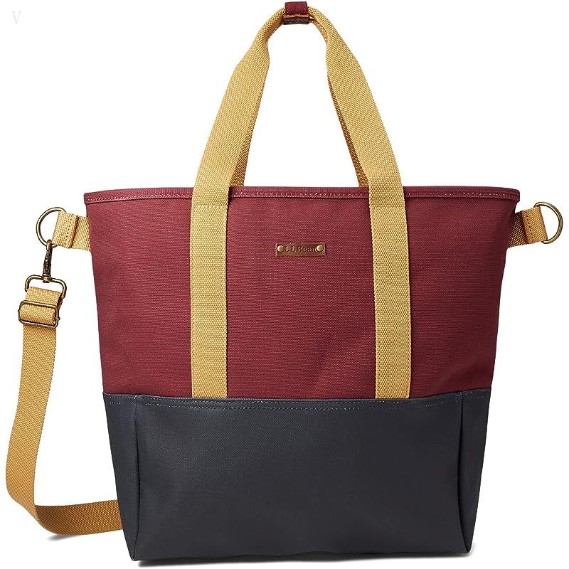 L.L.Bean Nor'Easter Tote Bag Classic Navy/Burgundy/Canyon Khaki ID-EEPbr6xu