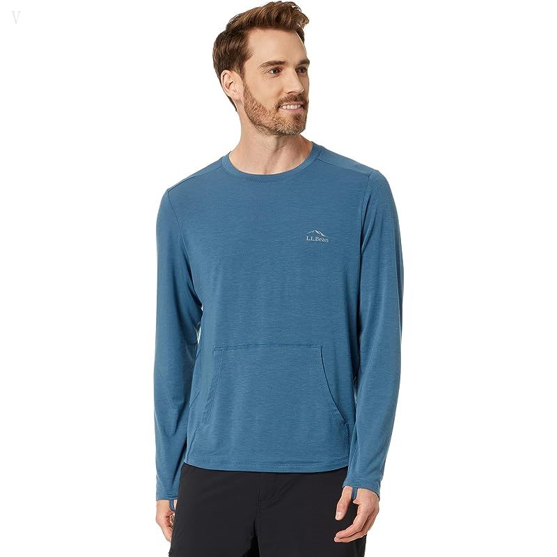 L.L.Bean Tropicwear Comfort Crew Long Sleeve Regular Dusk Blue ID-FHLIfP7g