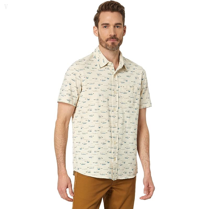 L.L.Bean Lakewashed Organic Short Sleeve Button-Down Message in A Bottle ID-GKpQcoBR