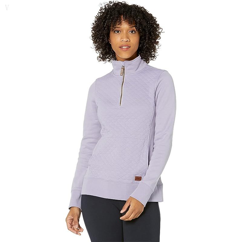 L.L.Bean Quilted Sweatshirt 1/4 Zip Pullover Long Sleeve Gray Lavender ID-Hbarrbuj