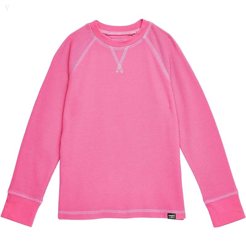 L.L.Bean Unshrinkable Mini Waffle Long Sleeve (Big Kids) Pink Berry ID-IE2zHaYl