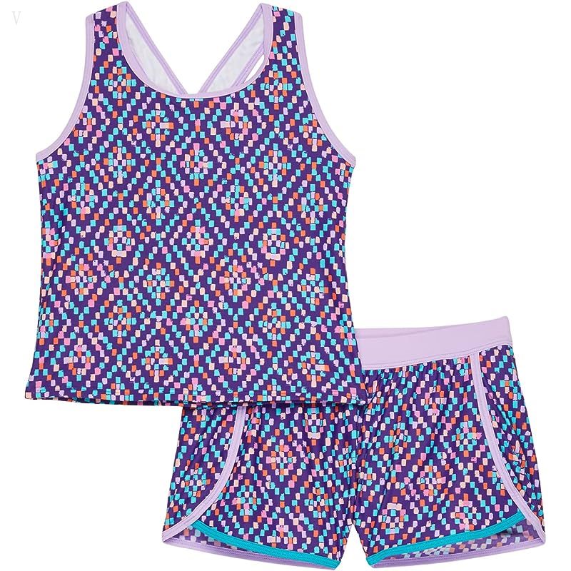 L.L.Bean Watersports Swim Tankini Shorts (Little Kids) Rich Purple Geo ID-JTS4iVf2