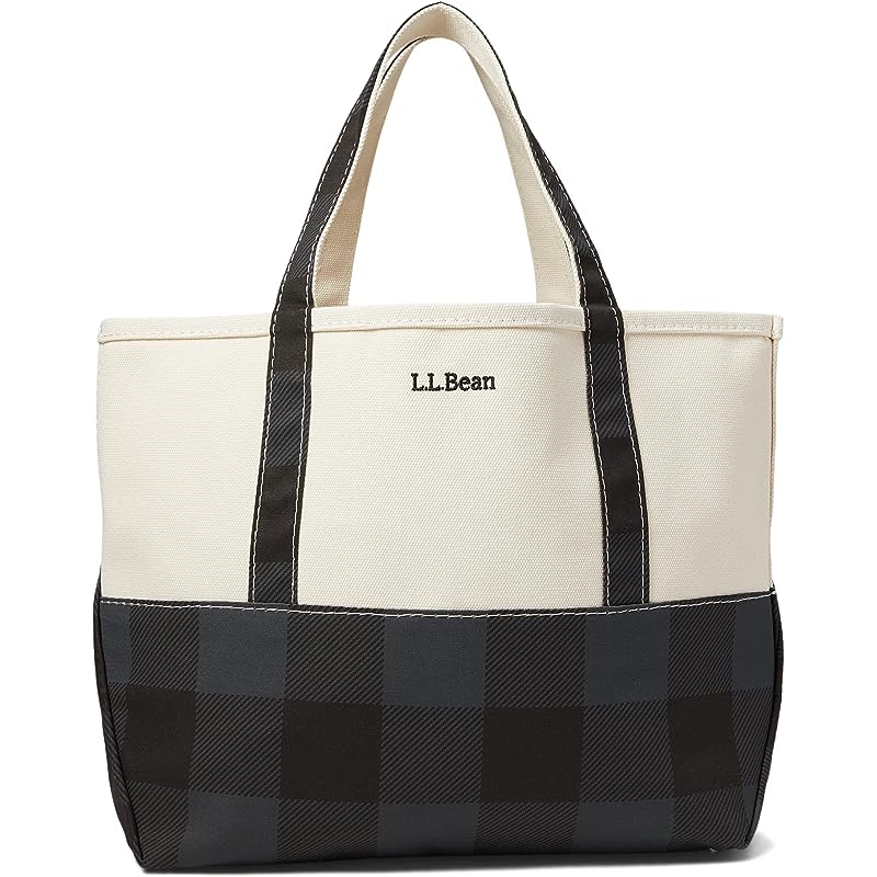 L.L.Bean High Bottom Tote Medium Shale Gray Buffalo Plaid ID-K2bzBw4b