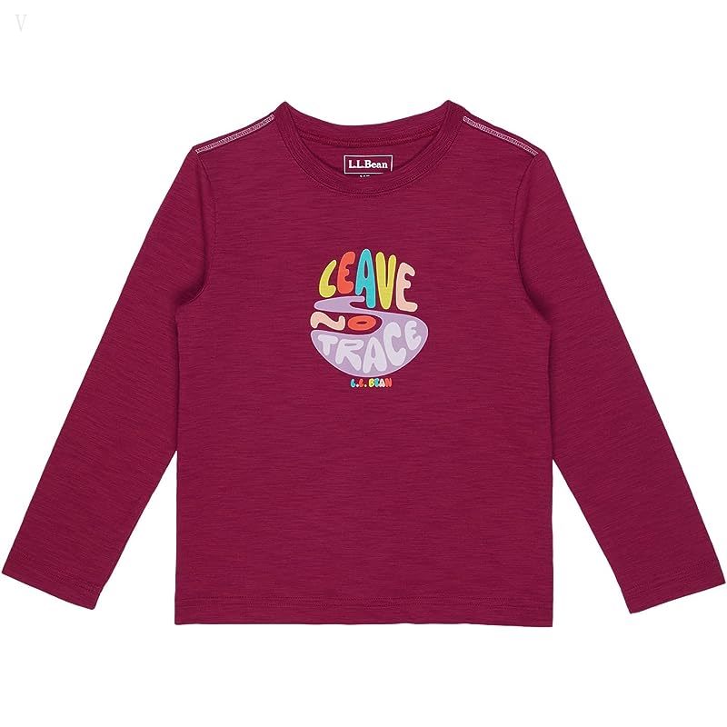 L.L.Bean Graphic Tee Glow in the Dark Long Sleeve (Little Kids) Plum Berry Leave No Trace ID-Kk0CHLaD