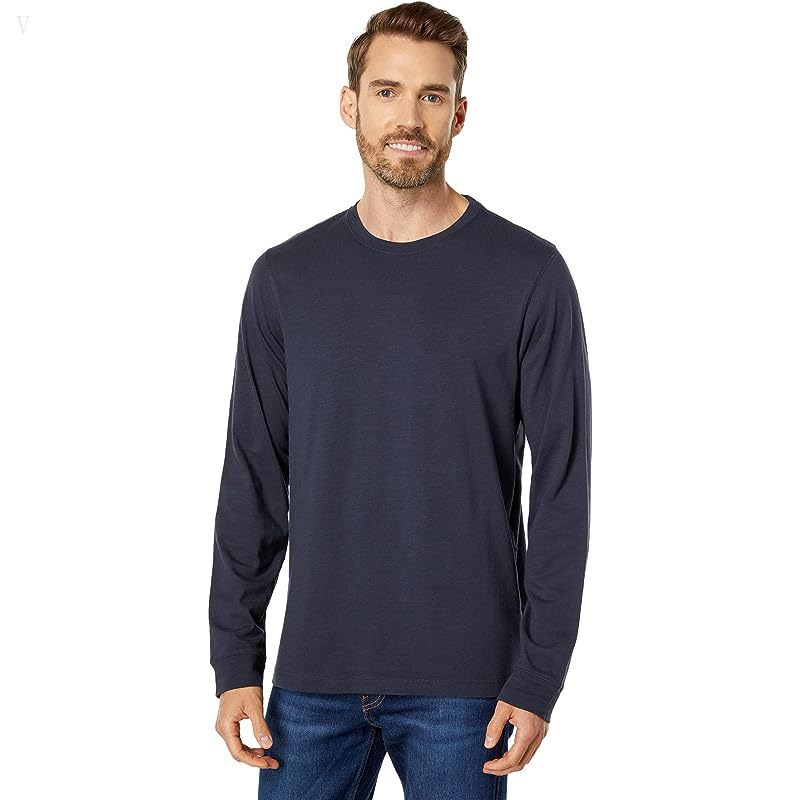 L.L.Bean Lakewashed Organic Cotton Long Sleeve Tee Carbon Navy ID-L4DHGlYY
