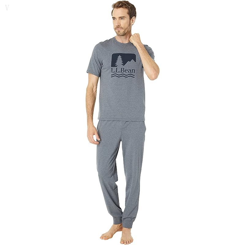 L.L.Bean Wicked Soft Knit Pajamas Short Sleeve Regular Gray Heather ID-LrTgVBb2