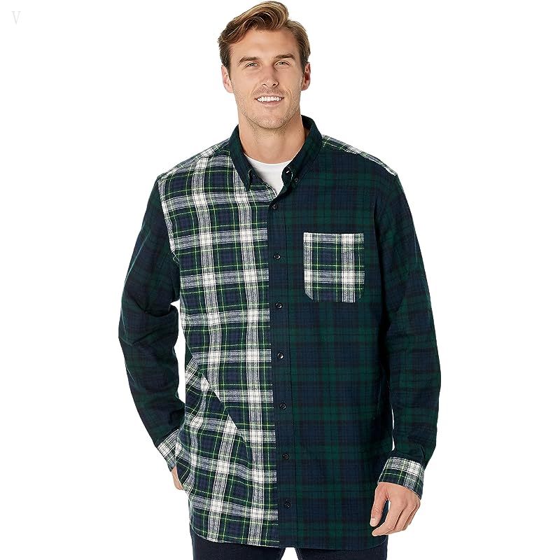 L.L.Bean Scotch Plaid Flannel Traditional Fit Shirt - Tall Black Watch Patchwork ID-MtnFAnUh