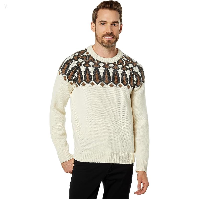 L.L.Bean Classic Raggwool Crew Sweater Yoke Fair Isle Undyed ID-Oe5LPyyA