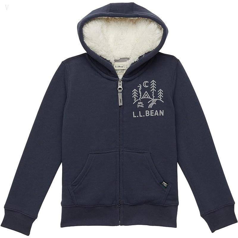 L.L.Bean Sherpa-Lined Hoodie (Big Kids) Carbon Navy ID-PBpd50Lo