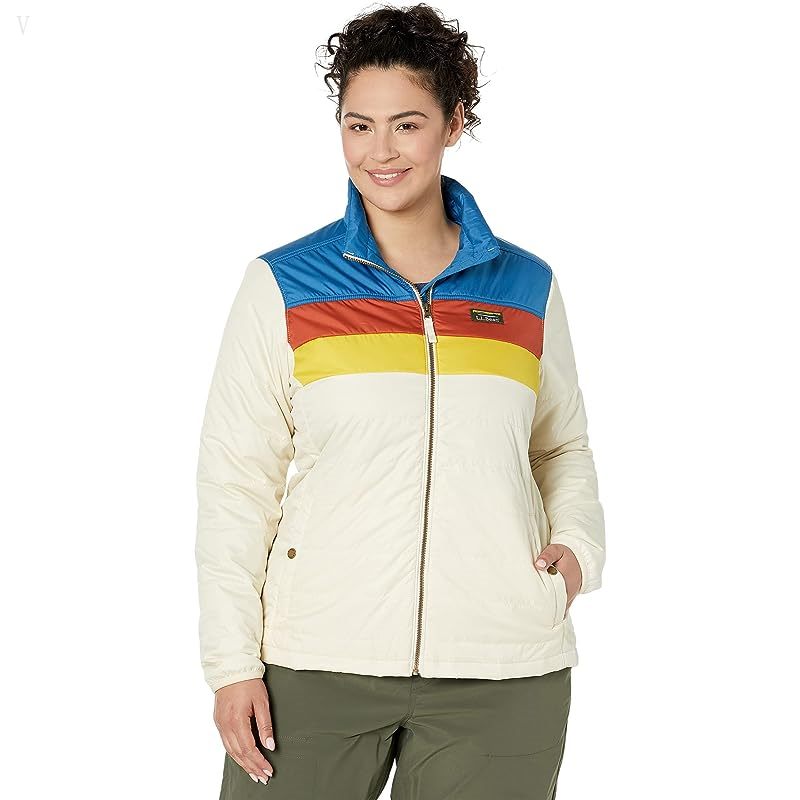 L.L.Bean Plus Size Mountain Classic Puffer Jacket Color-Block Marine Blue/Natural ID-QOiytyrw