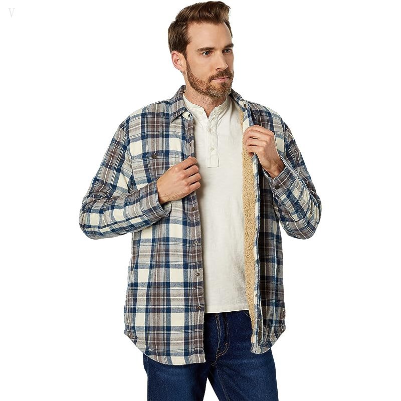 L.L.Bean Sherpa Lined Scotch Plaid Shirt Long Sleeve Regular Indigo Tartan ID-RdHNdh6h