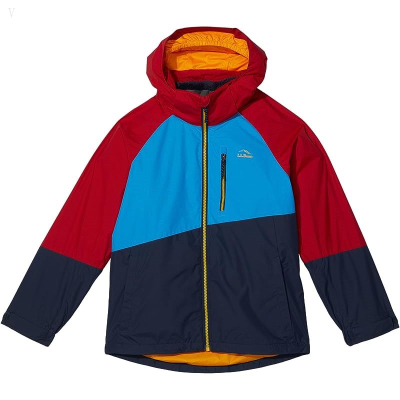 L.L.Bean Fleece Lined Color-Block 3-in-1 (Big Kids) Dark Red/Bold Aqua ID-U1QteShd