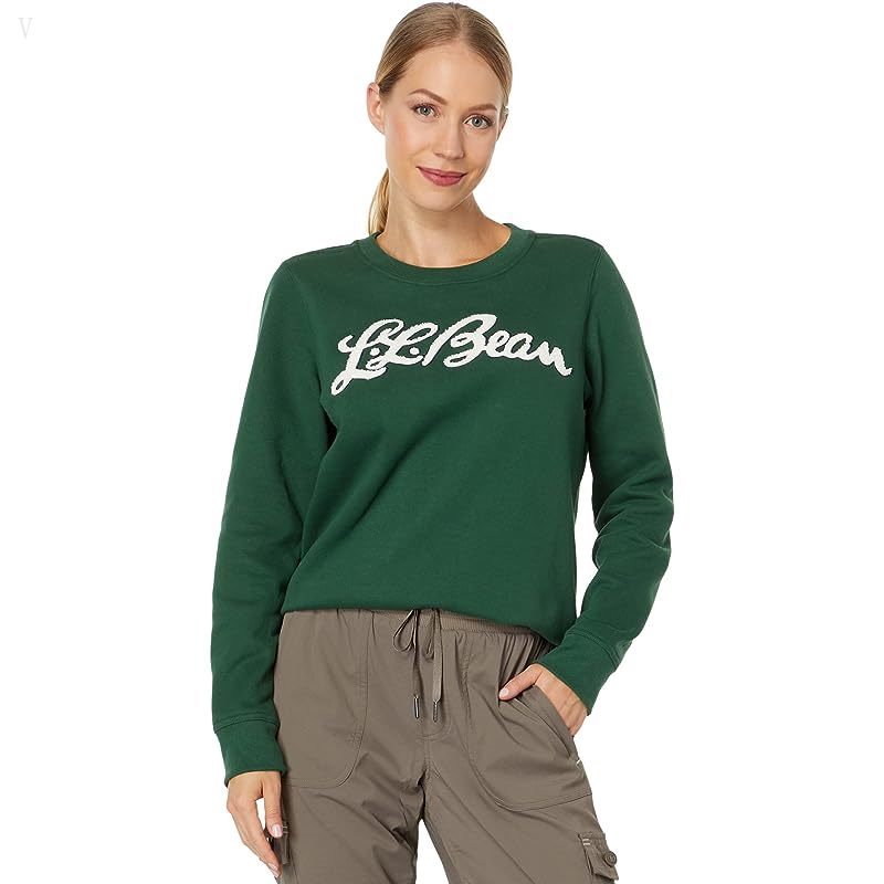 L.L.Bean 1912 Crew Neck Sweatshirt Logo Camp Green Script Logo ID-U71eFhBn