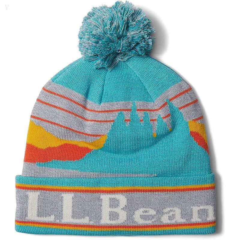 L.L.Bean Katahdin Pom Graphic Hats Storm Teal/Gray ID-USbR4wlA