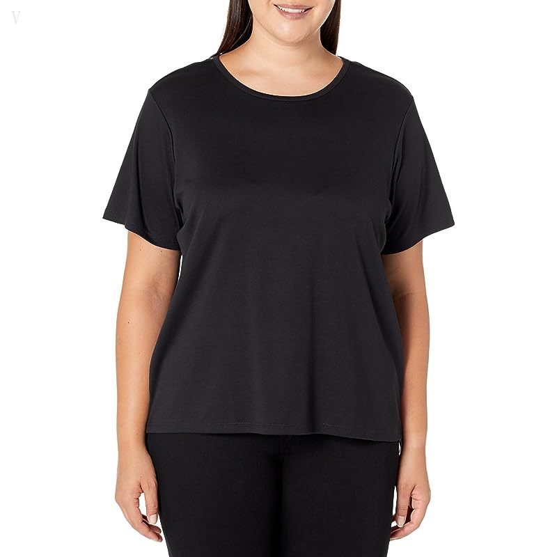 L.L.Bean Plus Size Pima Crew Neck Short Sleeve Black ID-V6Sfwrgl