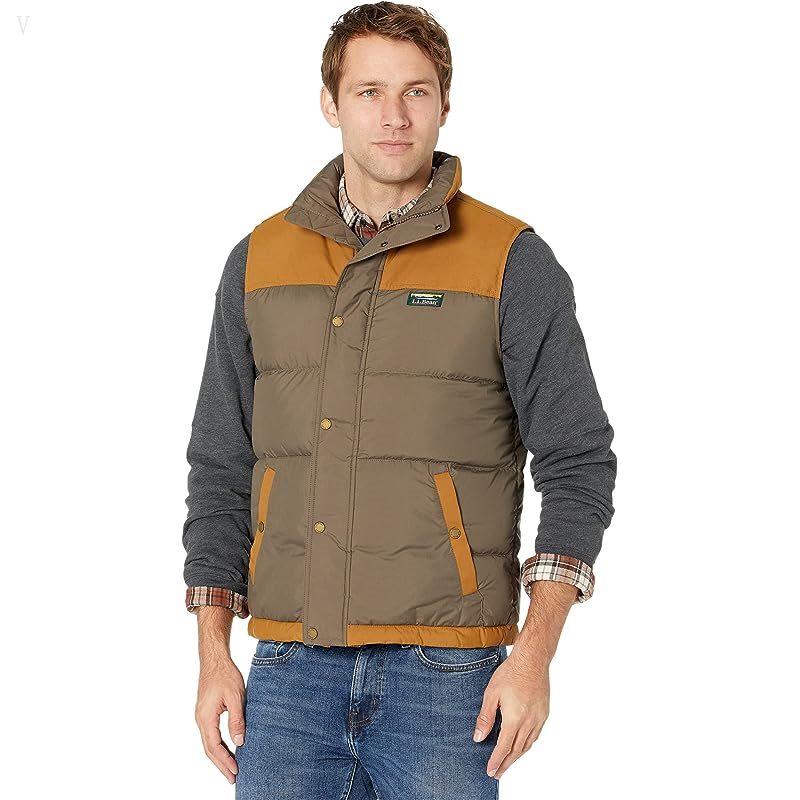 L.L.Bean Mountain Classic Down Vest Color-Block Dark Cinder/Saddle ID-V8oaQAfO