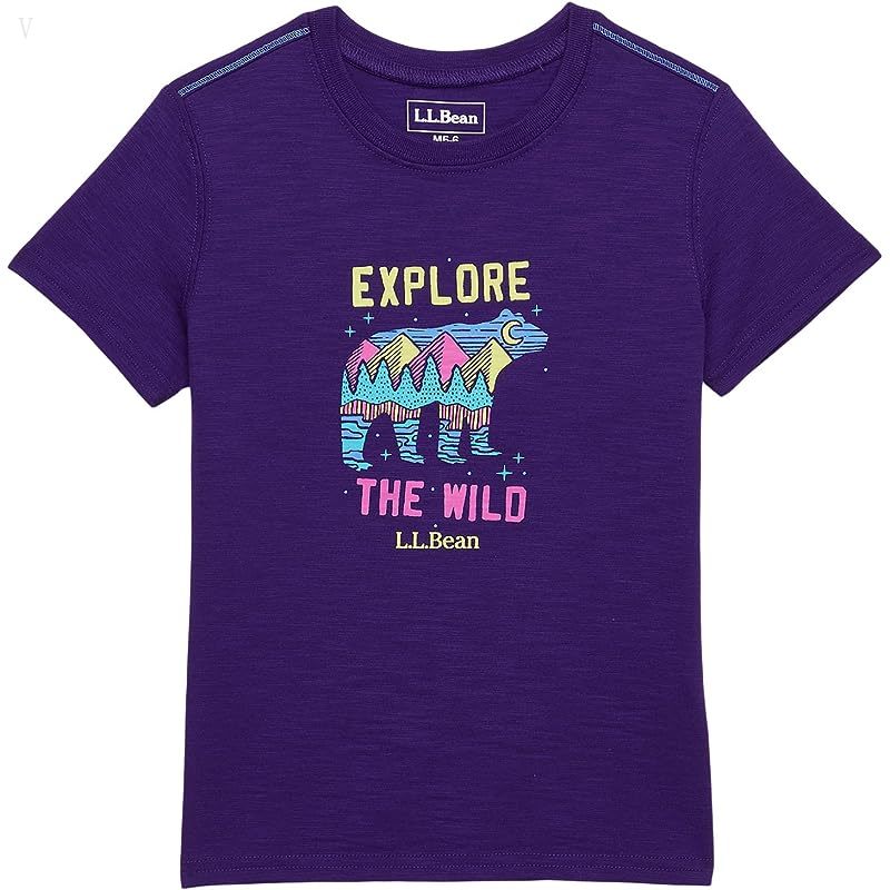 L.L.Bean Graphic Tee Glow in the Dark (Little Kids) Rich Purple Explore Wild ID-VZWlKjkl