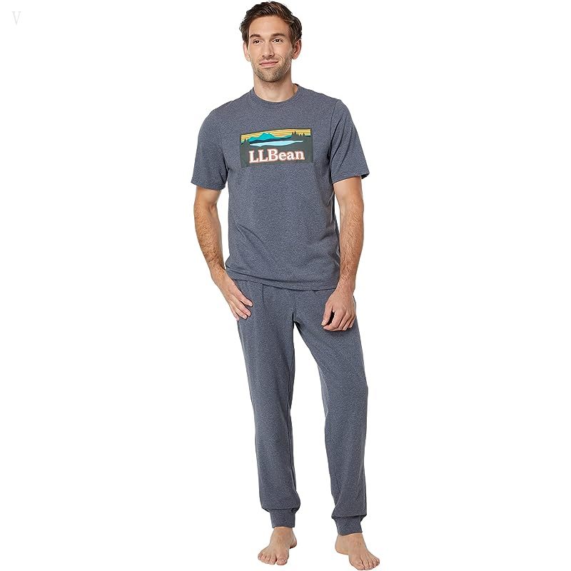 L.L.Bean Wicked Soft Knit Pajamas Short Sleeve Regular Gray Heather Katahdin ID-Vqw1QwoH