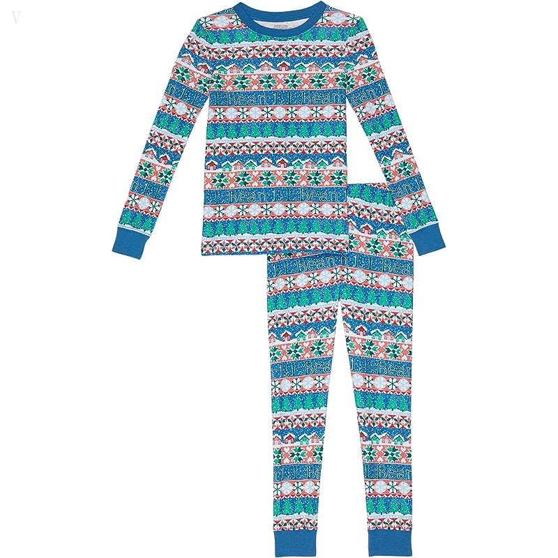 L.L.Bean Organic Cotton Fitted Pajamas (Little Kids) Marine Blue Fair Isle ID-WNlx24Rg