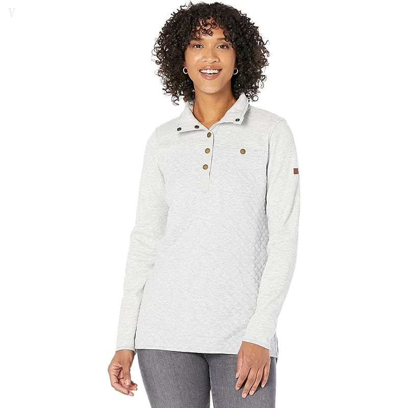 L.L.Bean Quilted Sweatshirt Mock Neck Tunic Light Gray Heather ID-WoudFQMw