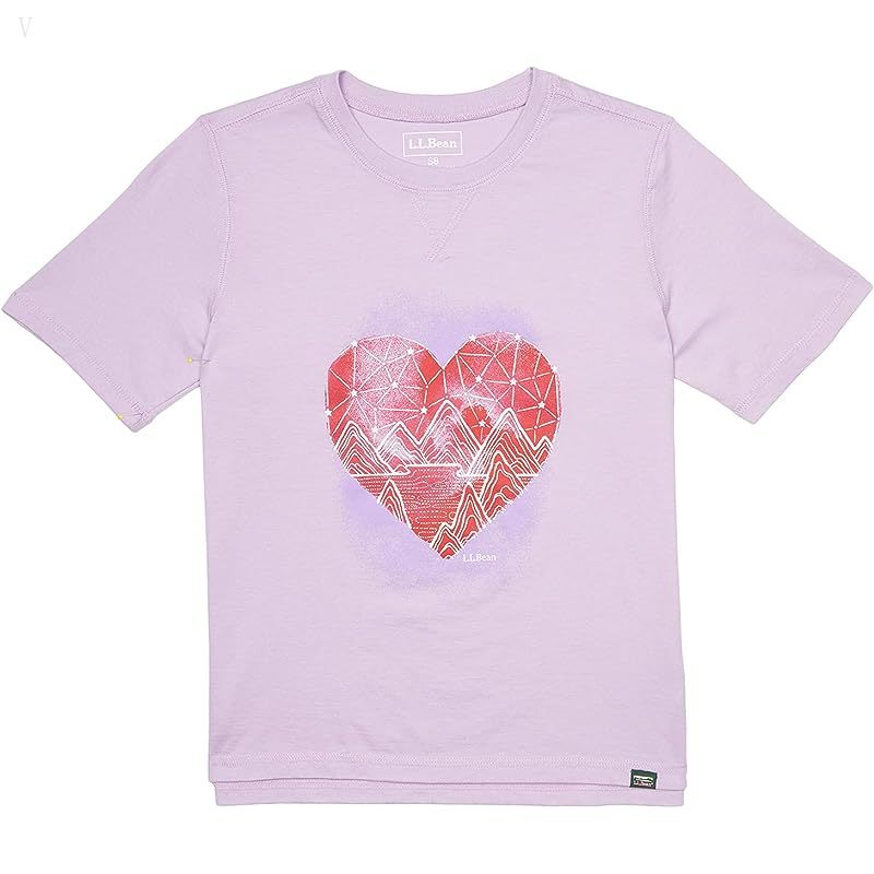 L.L.Bean Organic Short Sleeve Tee (Big Kids) Purple Clover Heart ID-aiCXOmxW