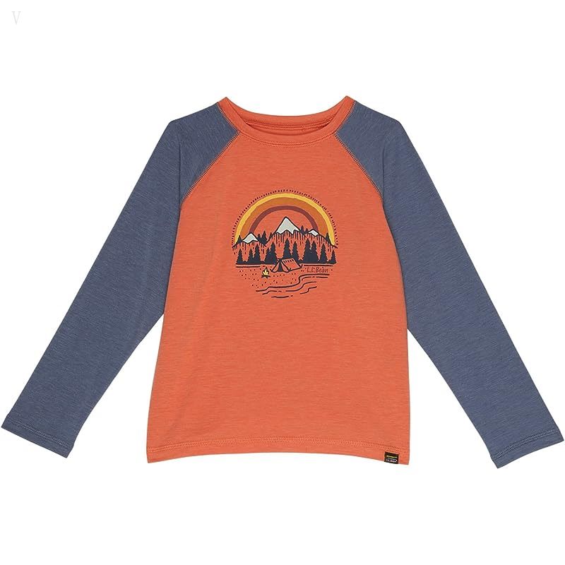 L.L.Bean Everyday Sun Smart Long Sleeve Tee (Little Kids) Peak Orange Mountains ID-bj1iBxmG