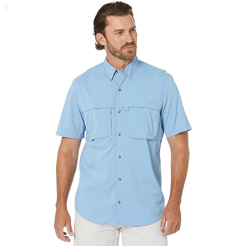 L.L.Bean Tropicwear Shirt Short Sleeve - Tall Soft Blue ID-ccf9BALB