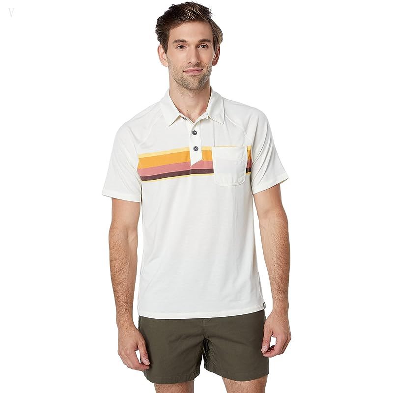 L.L.Bean Everyday SunSmart Polo Short Sleeve Print Cream/Multi Stripe ID-duYPhJeW