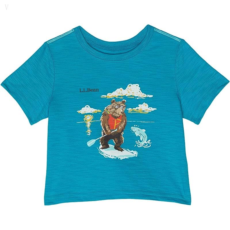 L.L.Bean Graphic Tee Short Sleeve Glow in The Dark (Toddler) Aquamarine Paddle Bear ID-e6Hn3FSB
