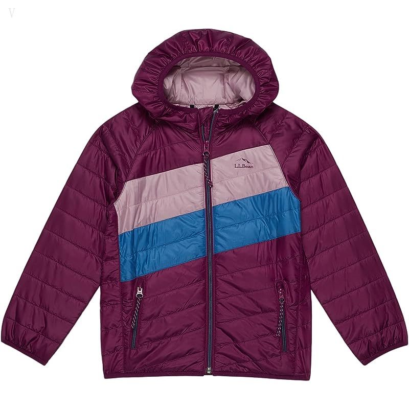 L.L.Bean Primaloft Packaway Hooded Color-Block Jacket (Little Kids) Dark Mulberry/Light Mauve ID-eg0QpXE9